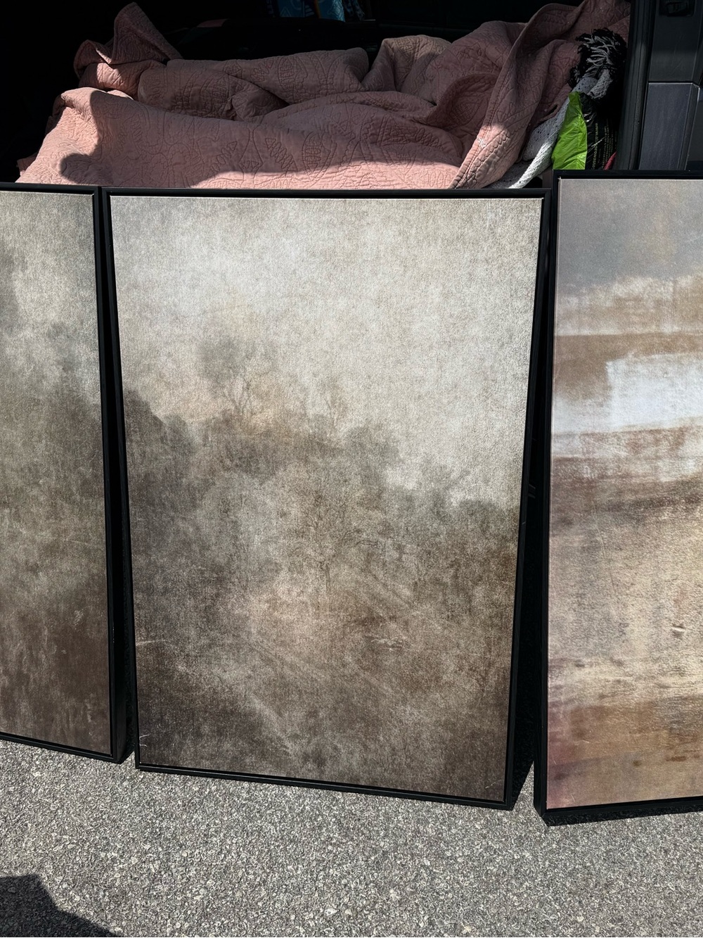 Neutral Abstract Textured Wall Art Panel in Beige and Taupe - Unbranded